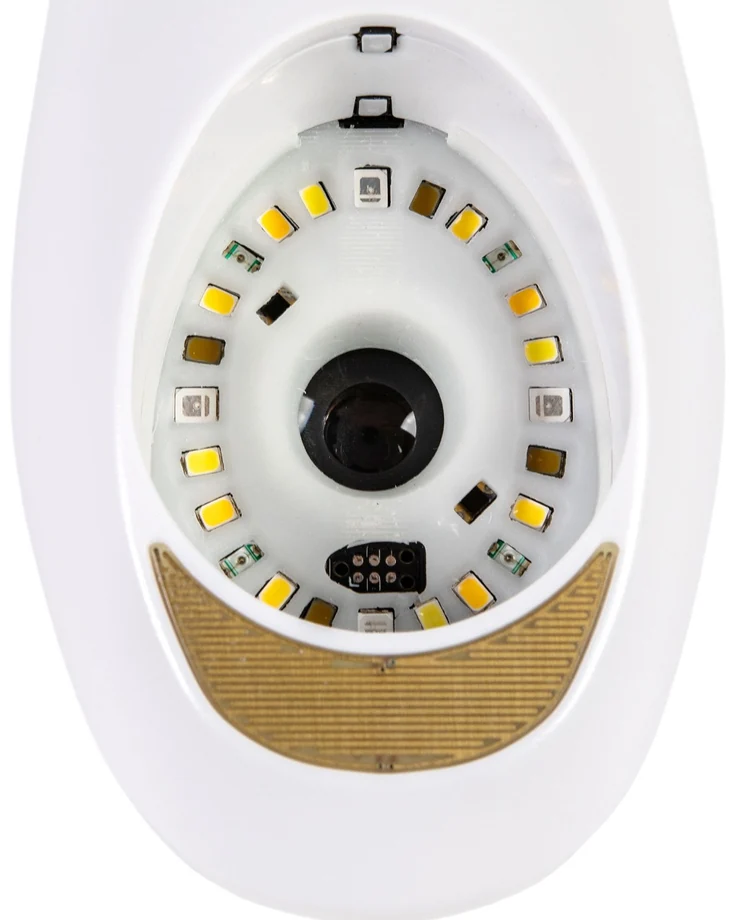 Gros plan de la tête du scanner Thessia avec sa caméra et ses LED